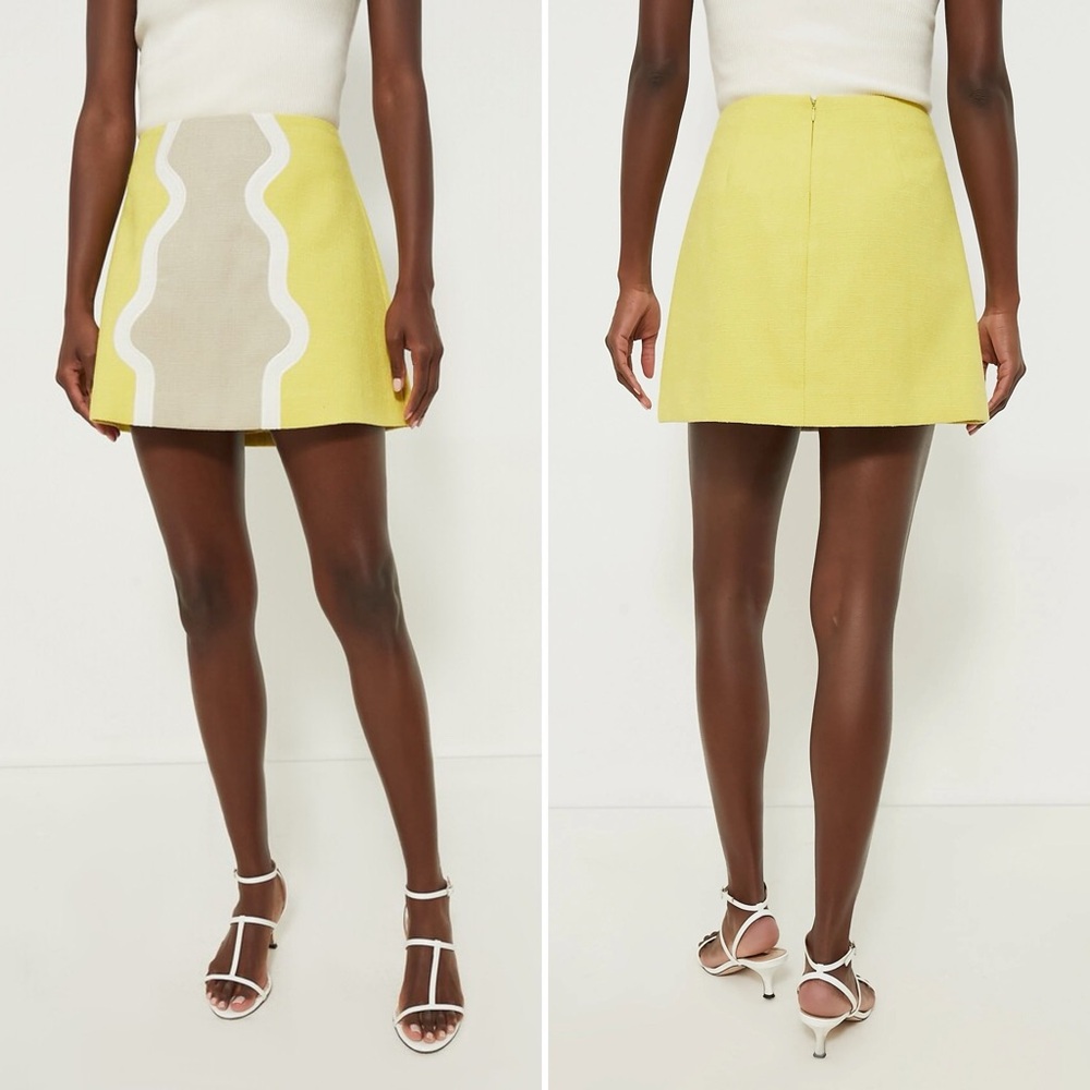 TUCKERNUCK Lemondrop Meg Mini Skirt Tan/Yellow Size XS NWT Mod Retro Colorblock